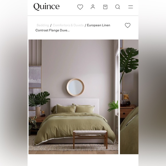 Quince European Linen Contrast Flange Duvet Cover - Picture 2 of 6